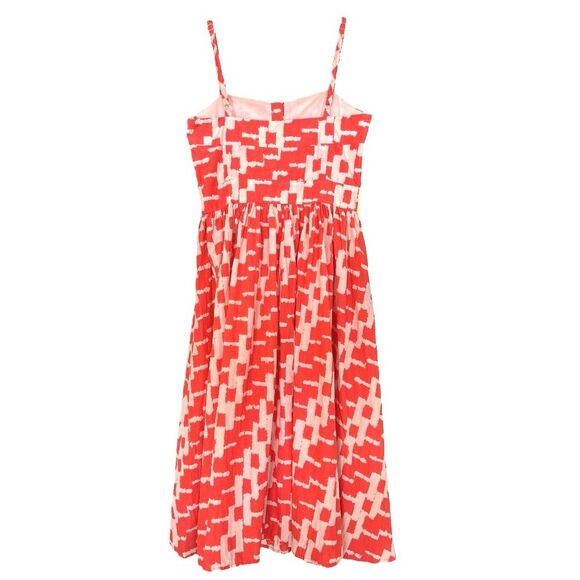 French Connection Coral & White Sleeveless Silk Blend Summer Sun Dress Size 0 - Picture 2 of 10